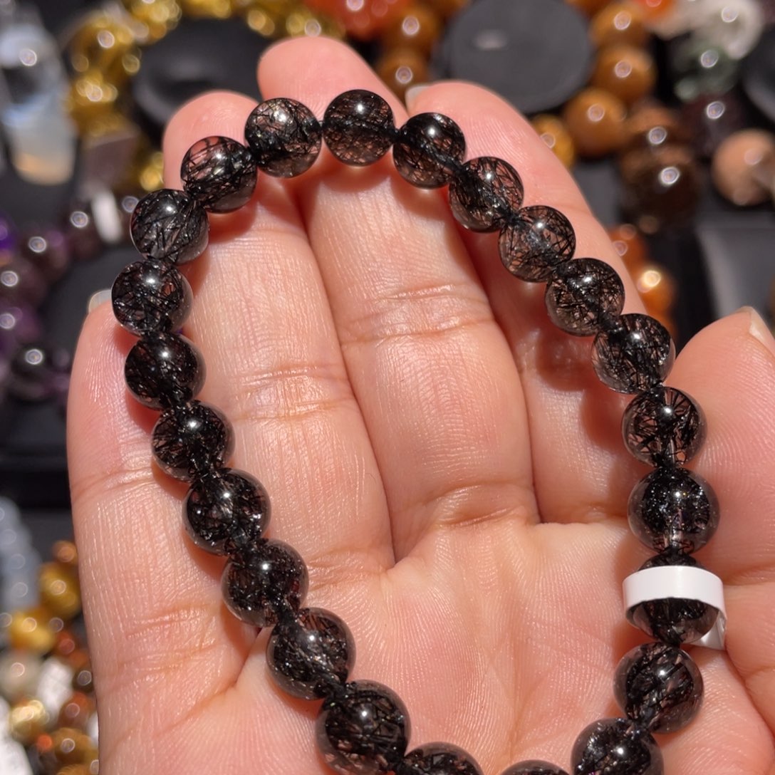 水晶手链未镶嵌黑发晶手串8mm