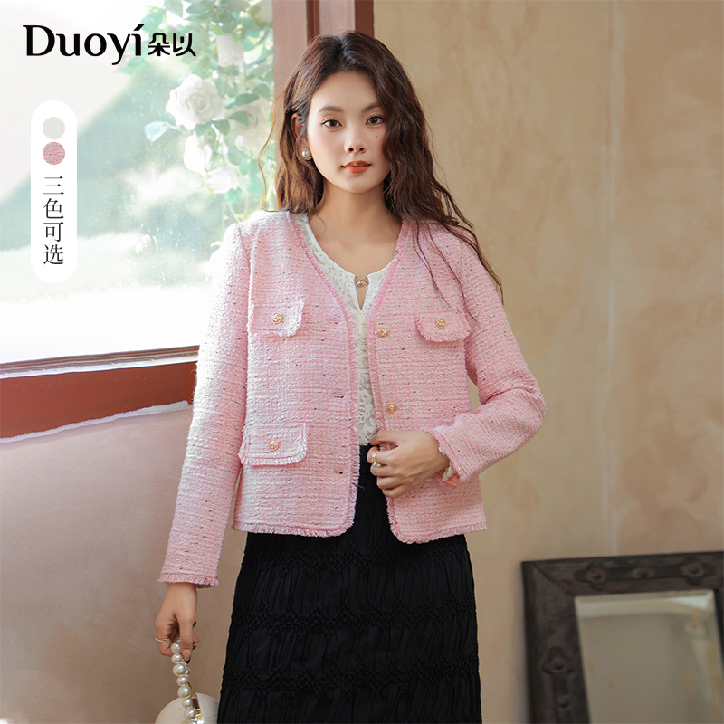 朵以2025春季新款小香风短外套上衣39DC431015