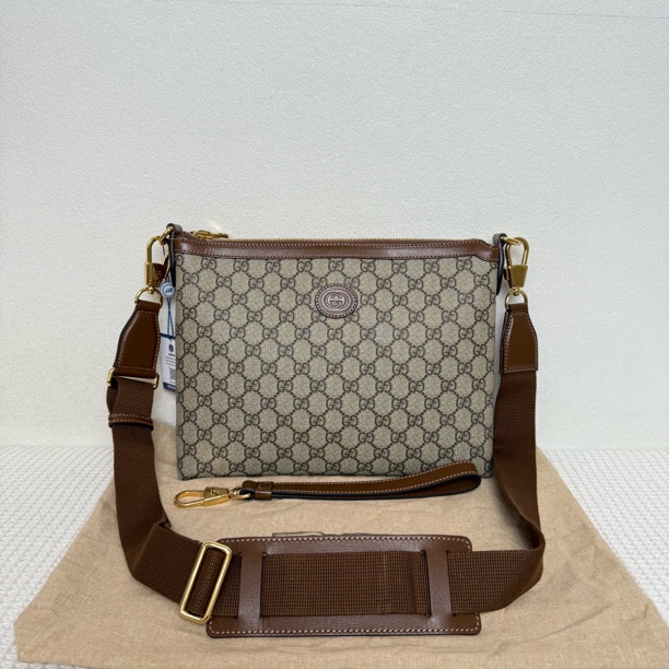 未使用 GUCCI/古驰  6427/经典时尚棕老花单肩包/可手拿