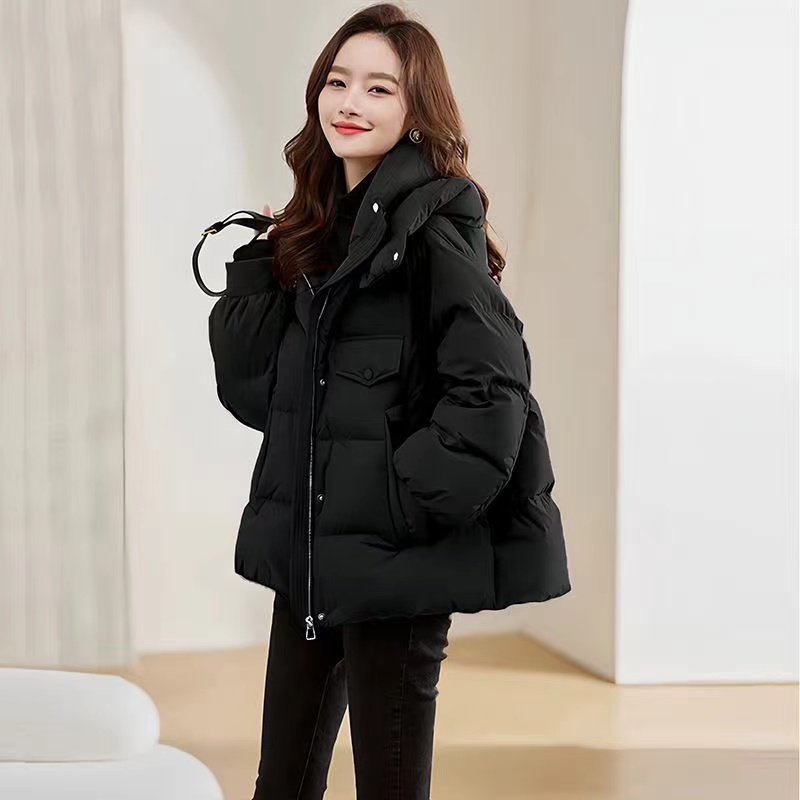 18款女新款连帽短款宽松面包棉服