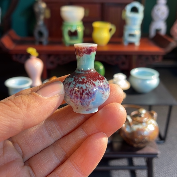 摆件微陶老王迷你花瓶