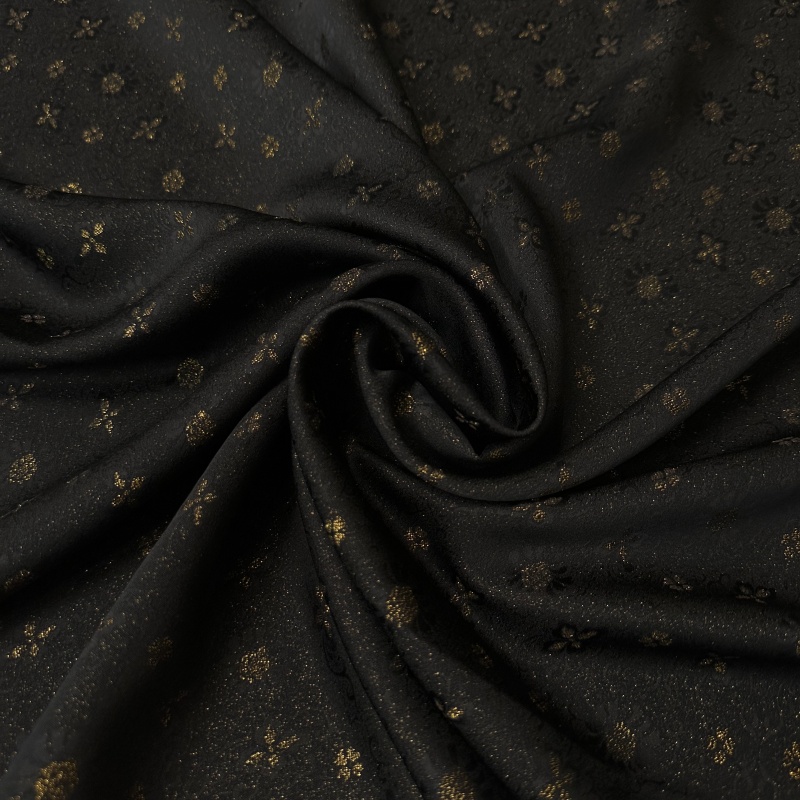 织辉正绢小金花织金纹意匠黑色布料苏州面料100桑蚕丝非遗技艺