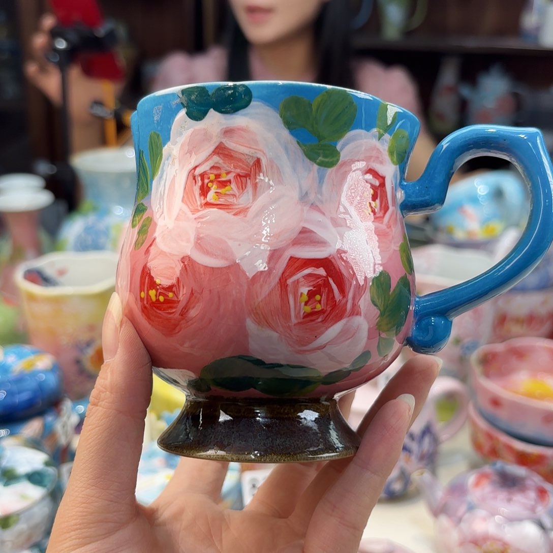 瓷片景德镇手绘高温釉下彩陶瓷茶具