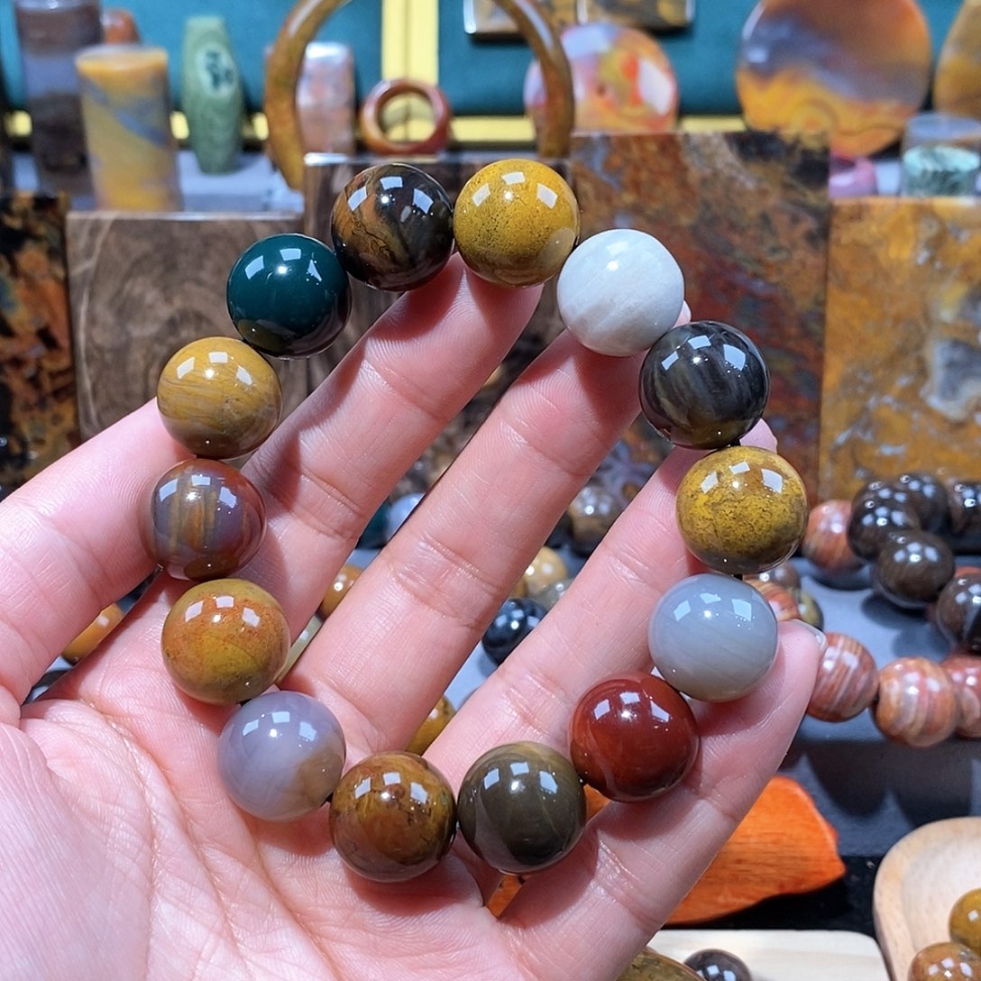 硅化玉天然北票硅化玉手串未镶嵌用****0天然北票硅化玉手串