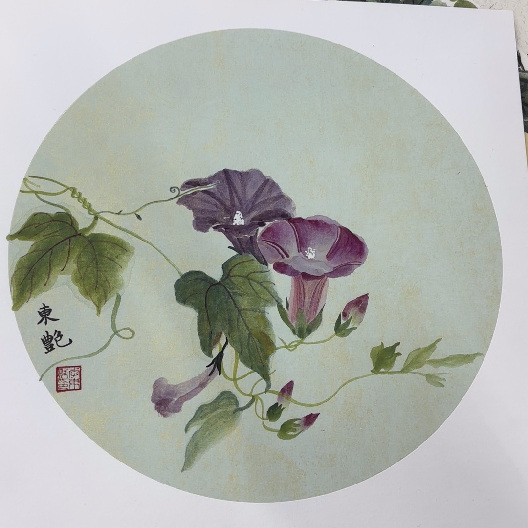 国画手绘花鸟斗方花鸟