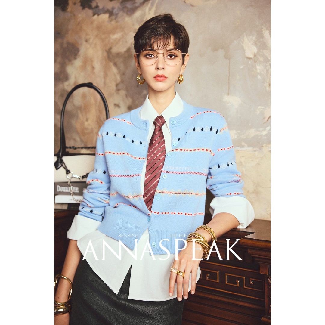 ANNASPEAK费尔岛风新澳巴素兰可机洗羊毛复古印花针织衫毛衣