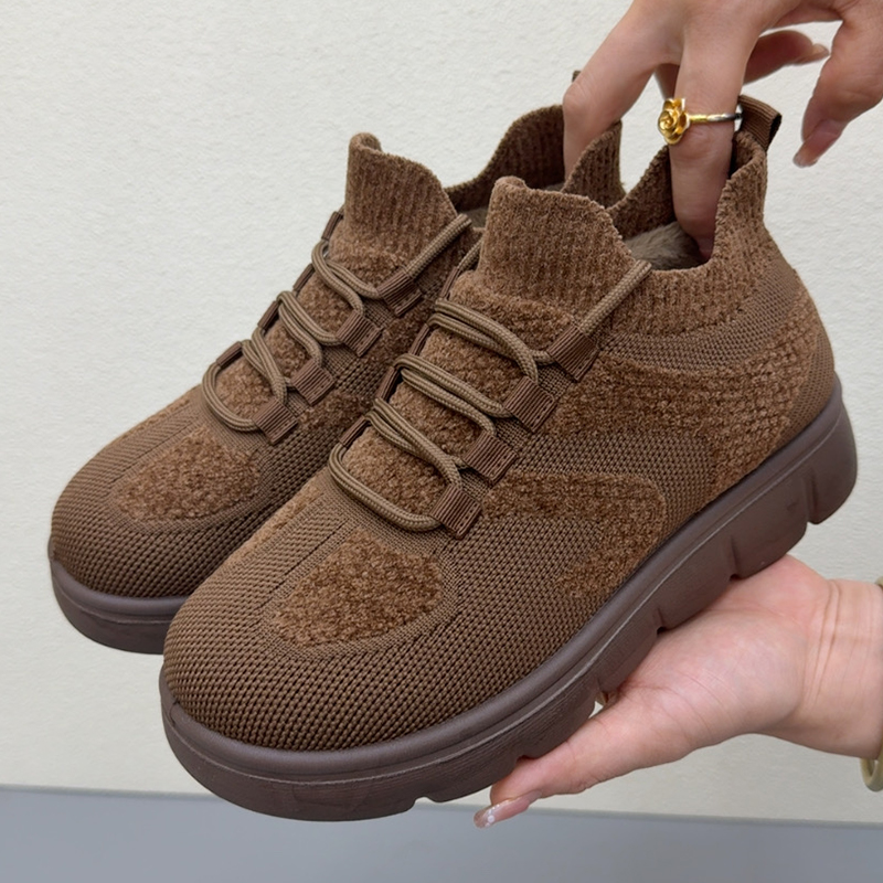 冬季新款加绒雪地靴老北京布鞋女棉鞋中老年时尚厚底保暖妈妈棉鞋