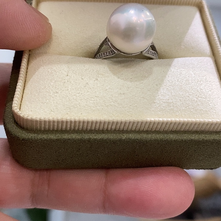 戒指银S925镶嵌淡水珍珠13-14戒指