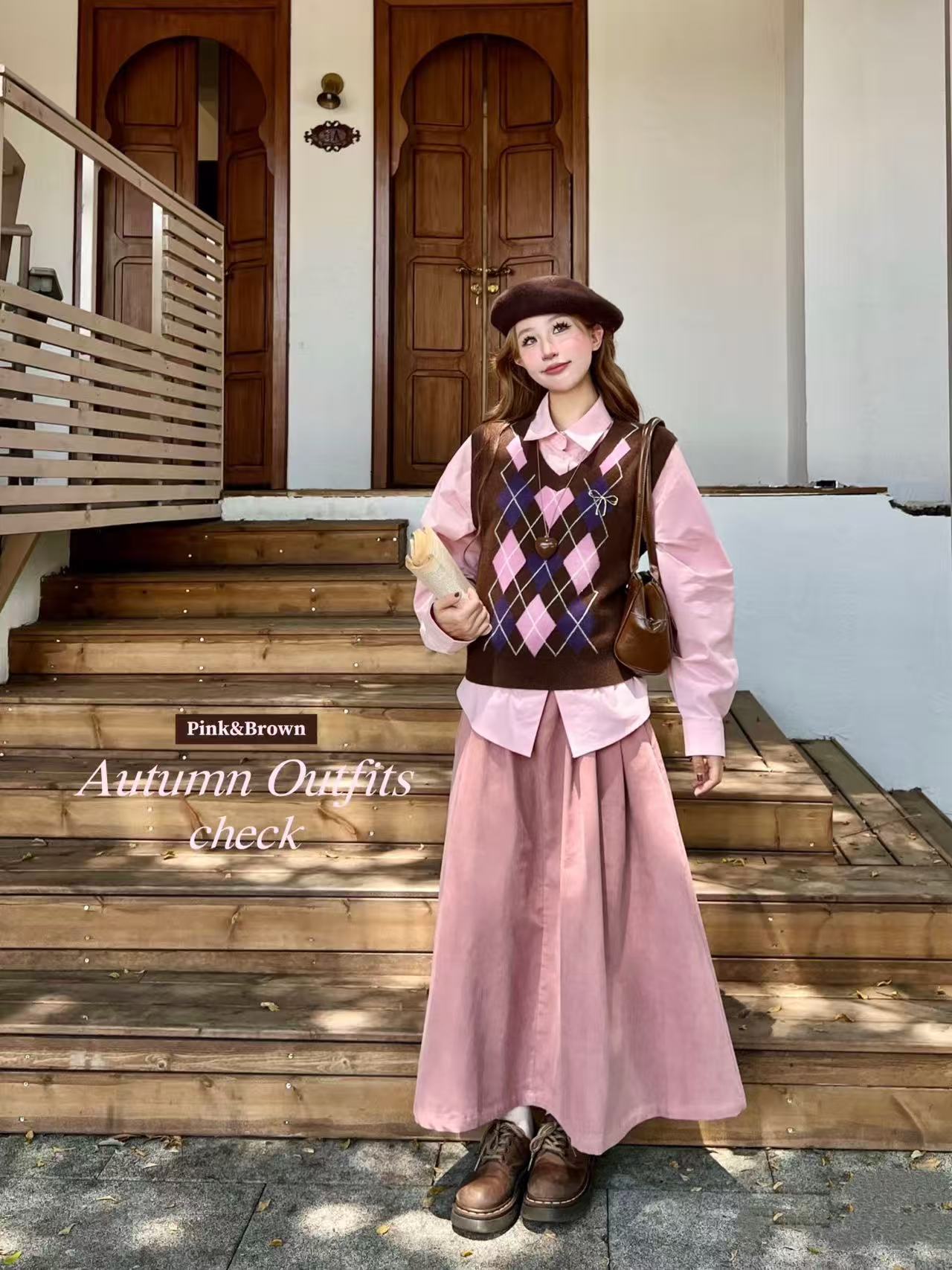 351-400秋冬款韩版百搭复古费尔岛甜美小香毛衣马甲宽松叠穿慵懒