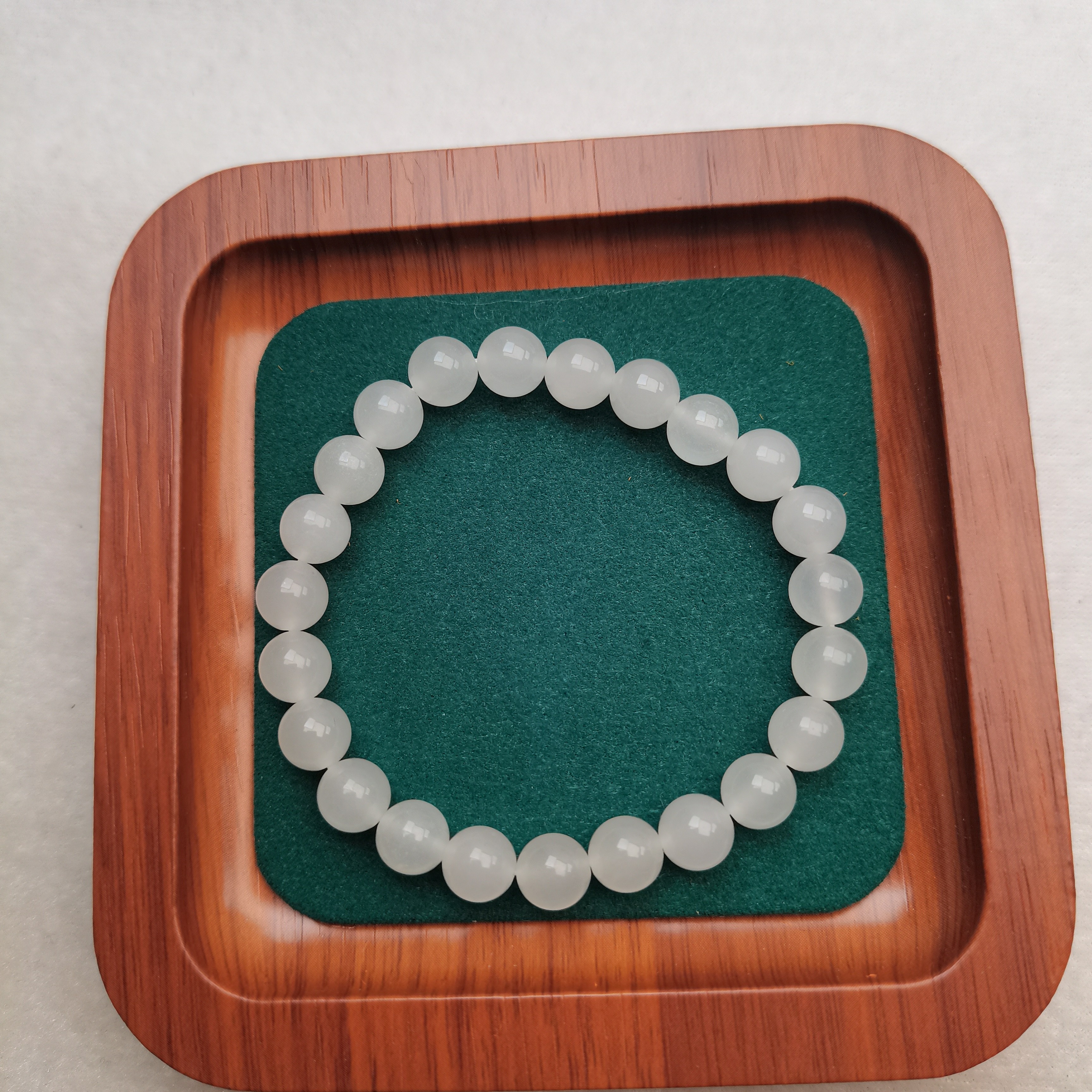 和田玉白玉手串卡8mm