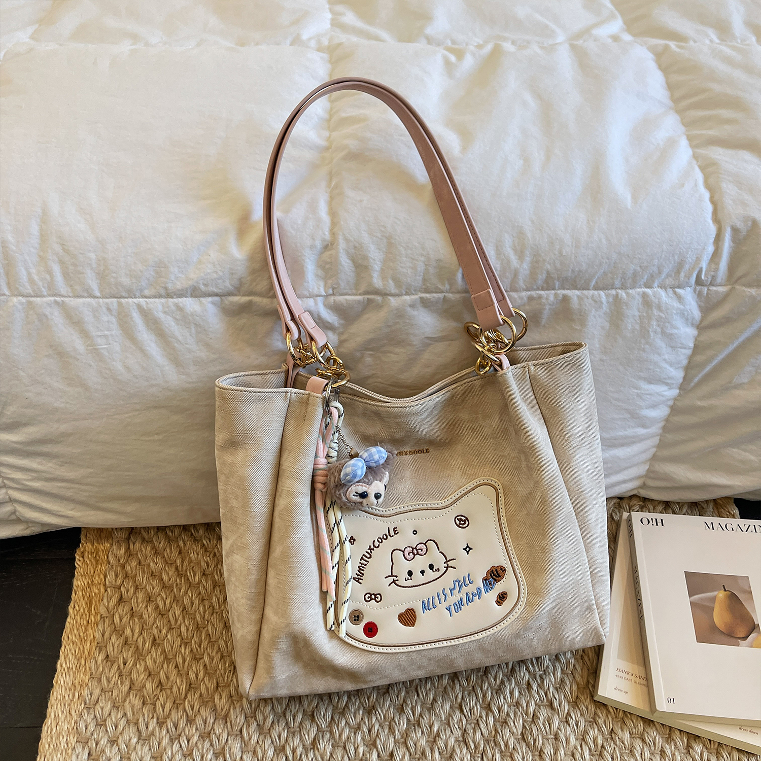 艾米兔女包2025新款潮流百搭通勤可爱小众大容量休闲单肩托特包