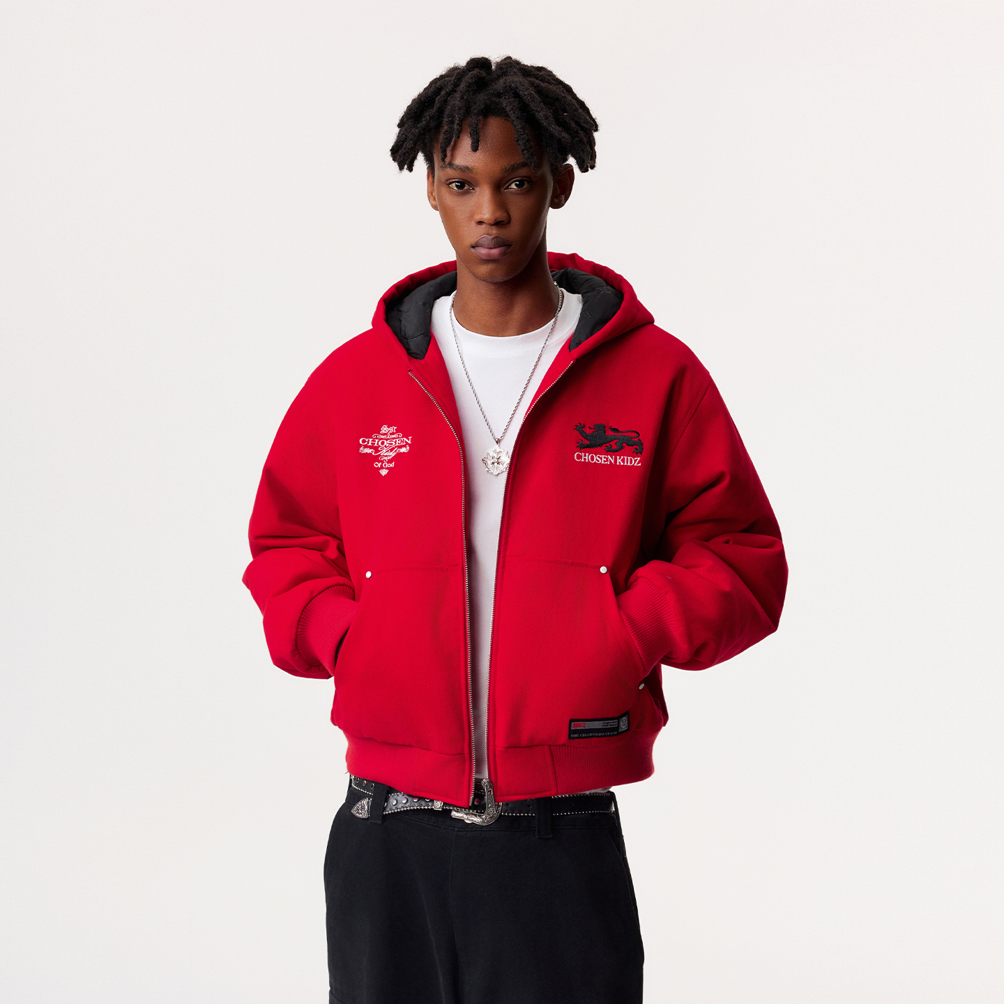 SSR“双头鹰”廓形宽松休闲连帽刺绣绗棉夹克外套国潮牌