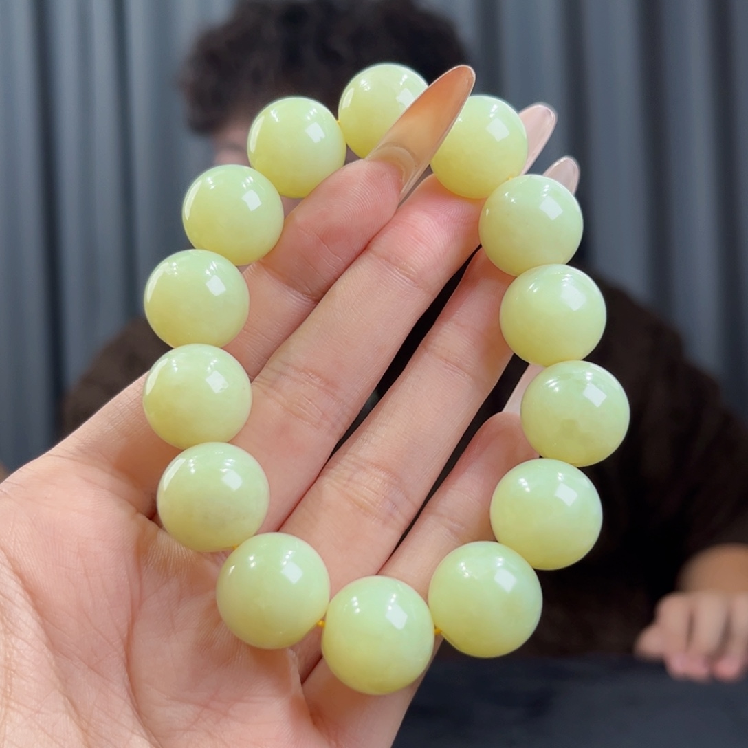 和田玉未镶嵌手串天然和田玉新疆若羌黄口手串16微瑕