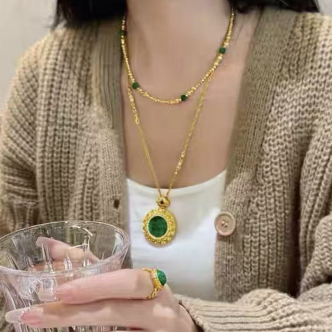 吊坠足银 平安扣宫廷风无事牌罗盘吊坠9097（不配链子）