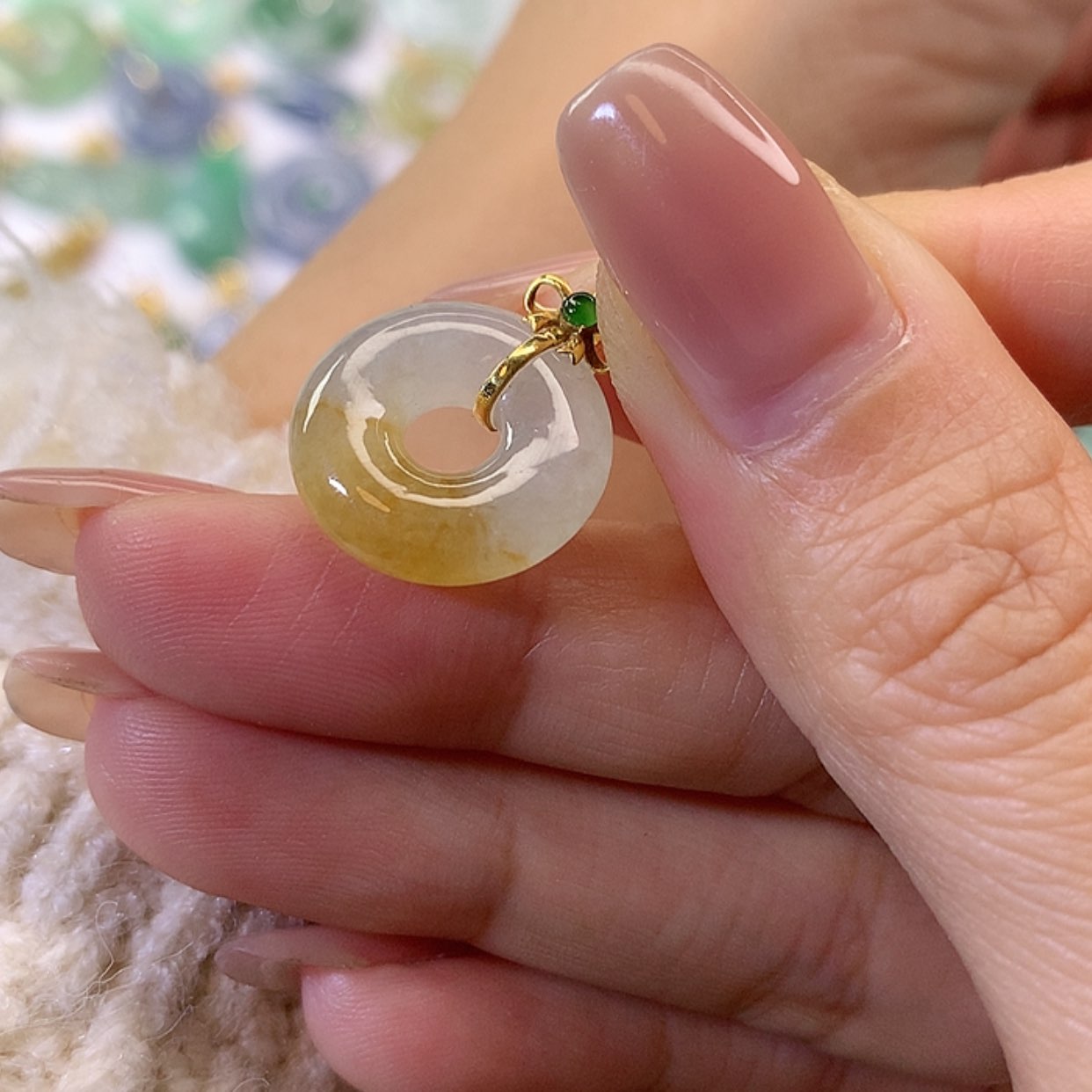 【闪购商品】翡翠吊坠(赠链)18K金镶嵌