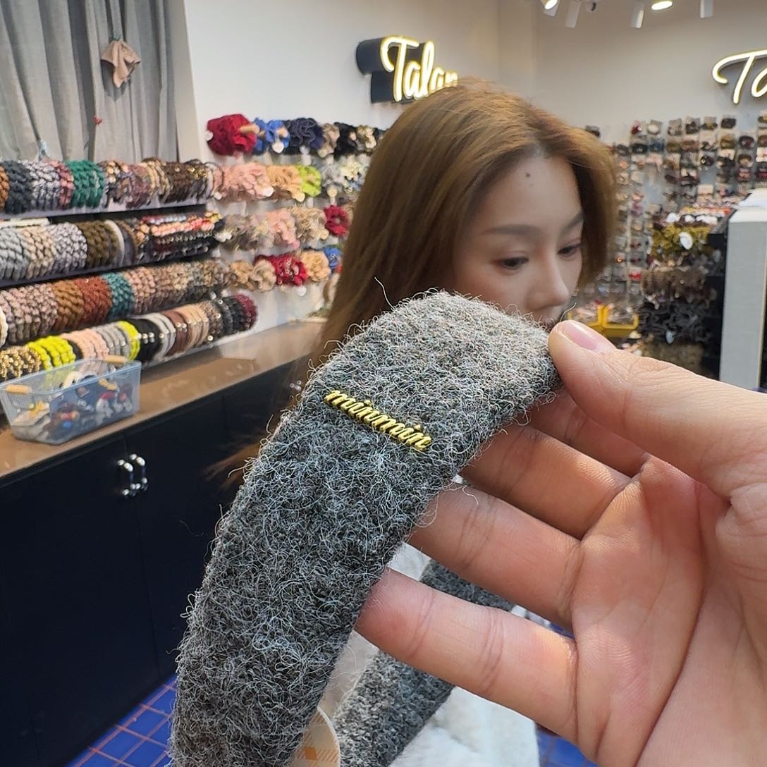 布艺铁合金灰色发箍