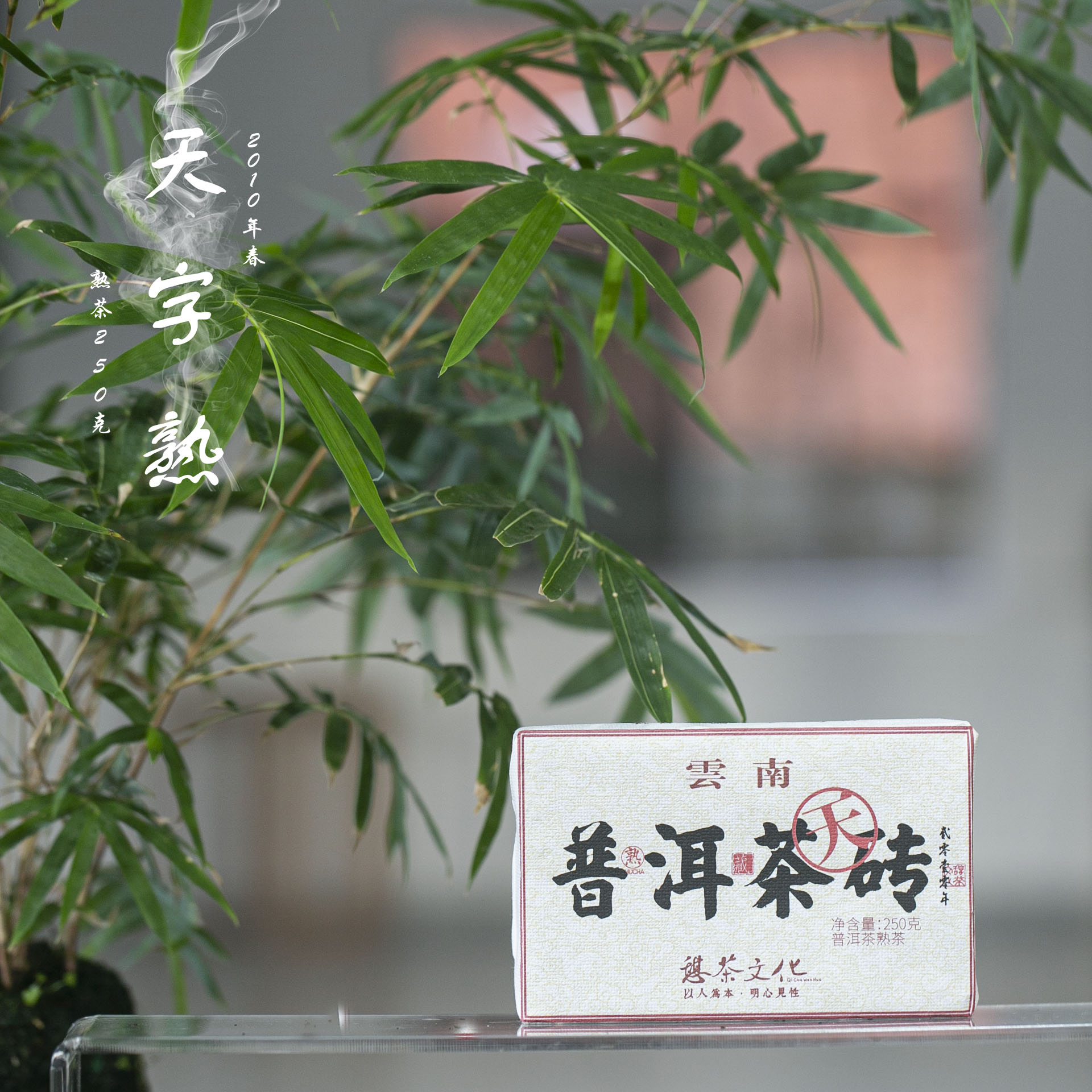 2010    勐海天字熟茶 250克砖