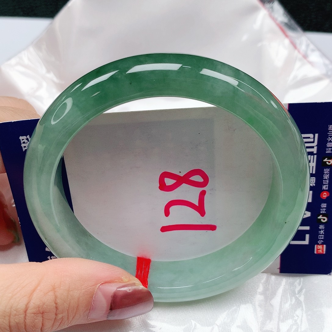 翡翠手镯未镶嵌57圈缅甸天然翡翠A货