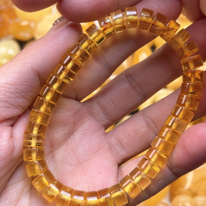 蜜蜡裸石未镶嵌蜜蜡有瑕手串