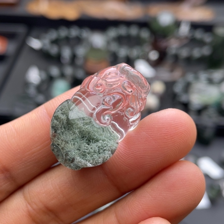 未镶嵌水晶颈饰绿幽灵聚宝盆貔貅定制