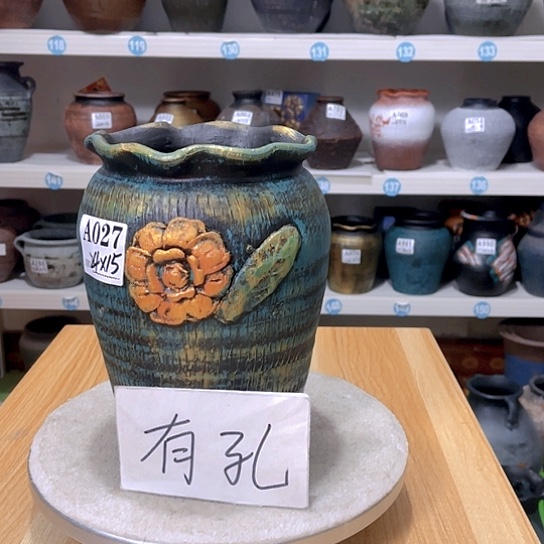 红陶手工制作工艺花盆