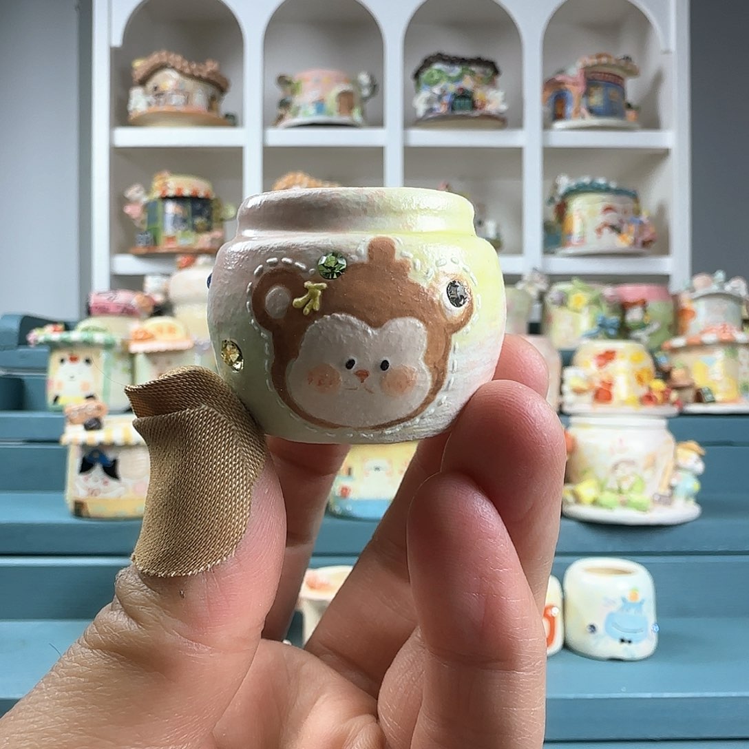 红陶拇指多肉花盆：