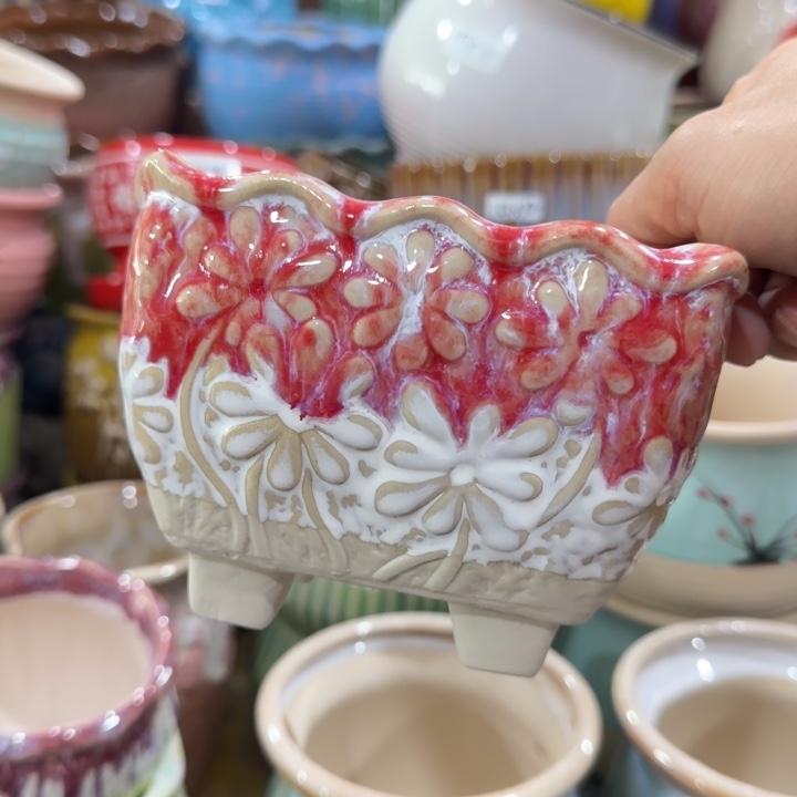 凑9块包邮，有孔，陶瓷花盆