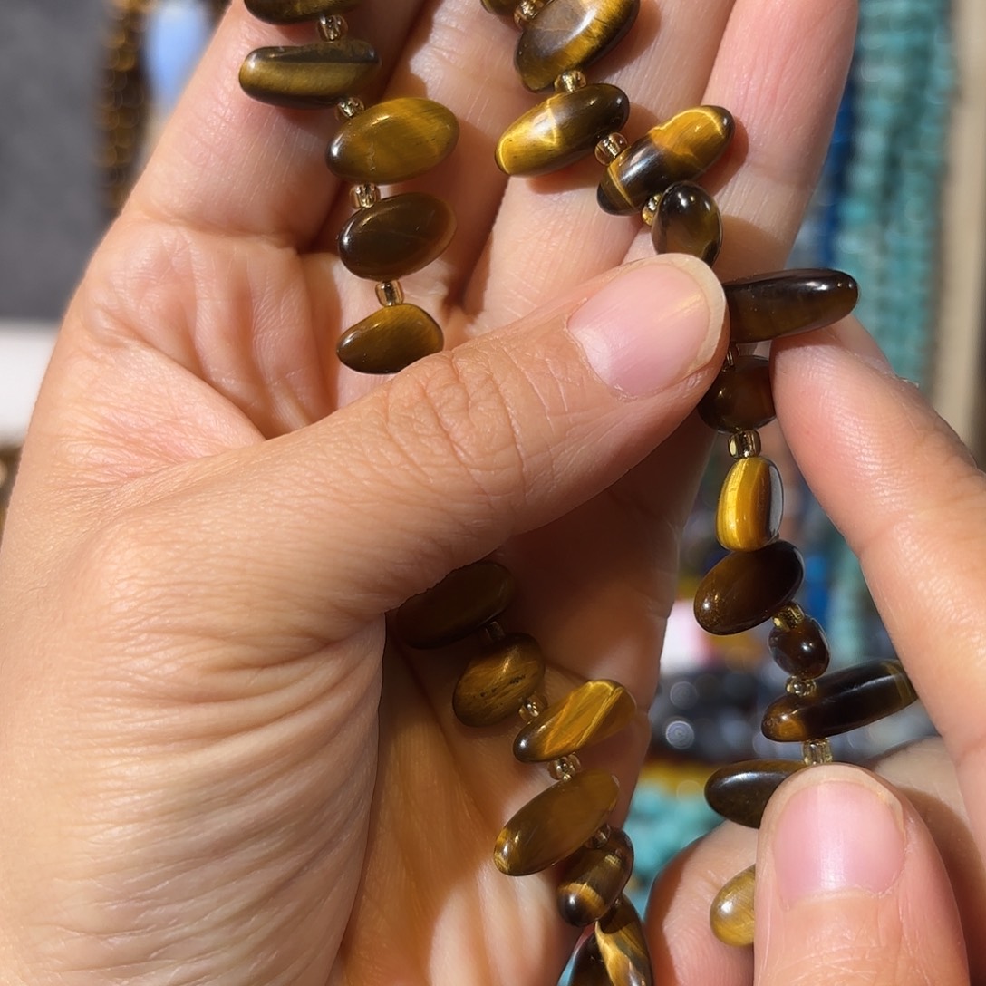 玛瑙/玉髓银S925镀金镶嵌珠宝半成品虎眼长牙一条