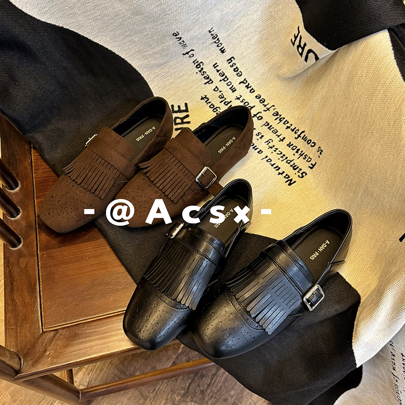 【阿茶】手作流苏~2025秋季新款圆头复古英伦风厚底乐福鞋单鞋女