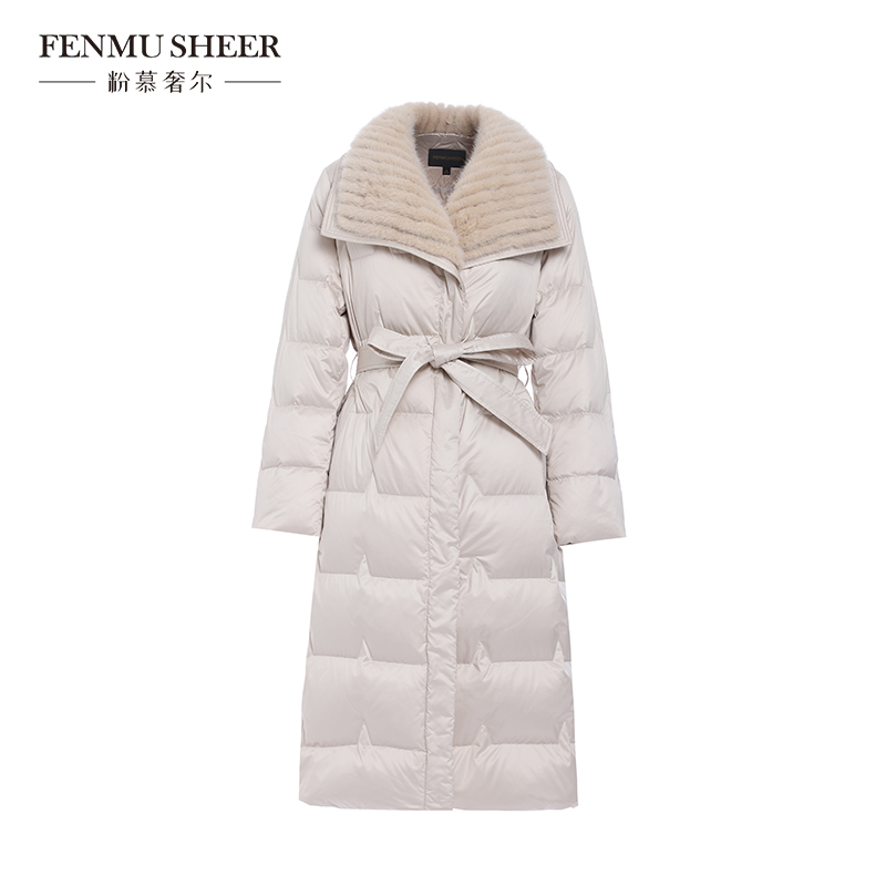 【凡卜专属】粉慕奢尔『浪漫巴黎』白鹅绒水貂毛翻领羽绒服外套Y7019