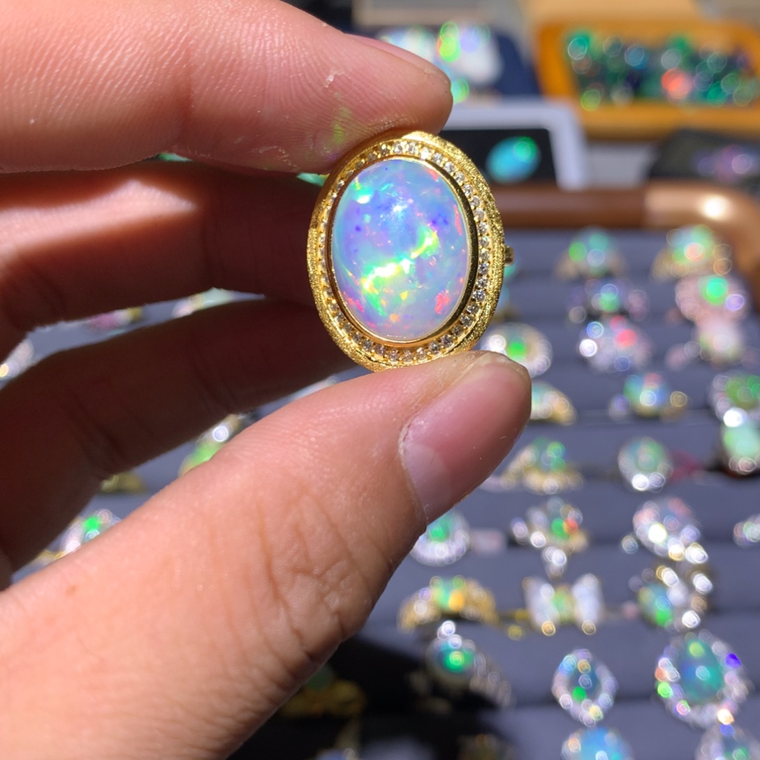 大****欧泊银S925镶嵌欧泊戒指