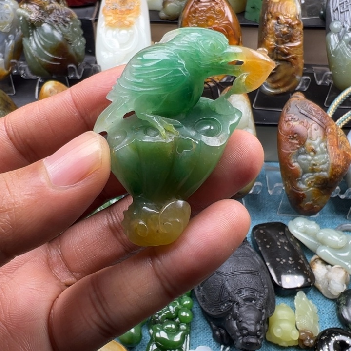 查罗石合金手工雕刻喜事连连