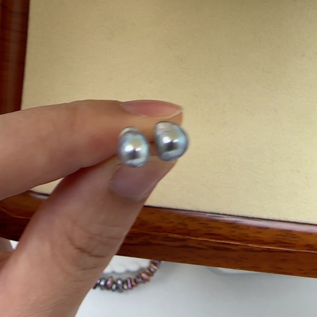 海水珍珠耳饰银S925镶嵌