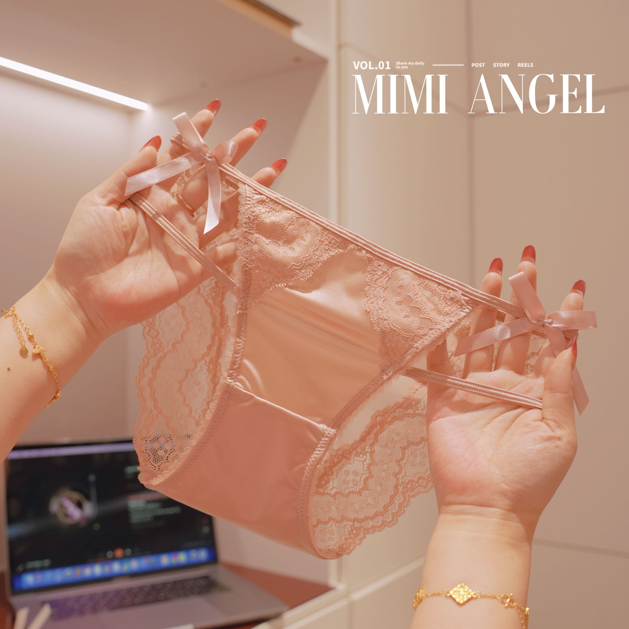 Mimi Angel冬季透气少女千金风火辣三角裤女三角内裤法式内裤