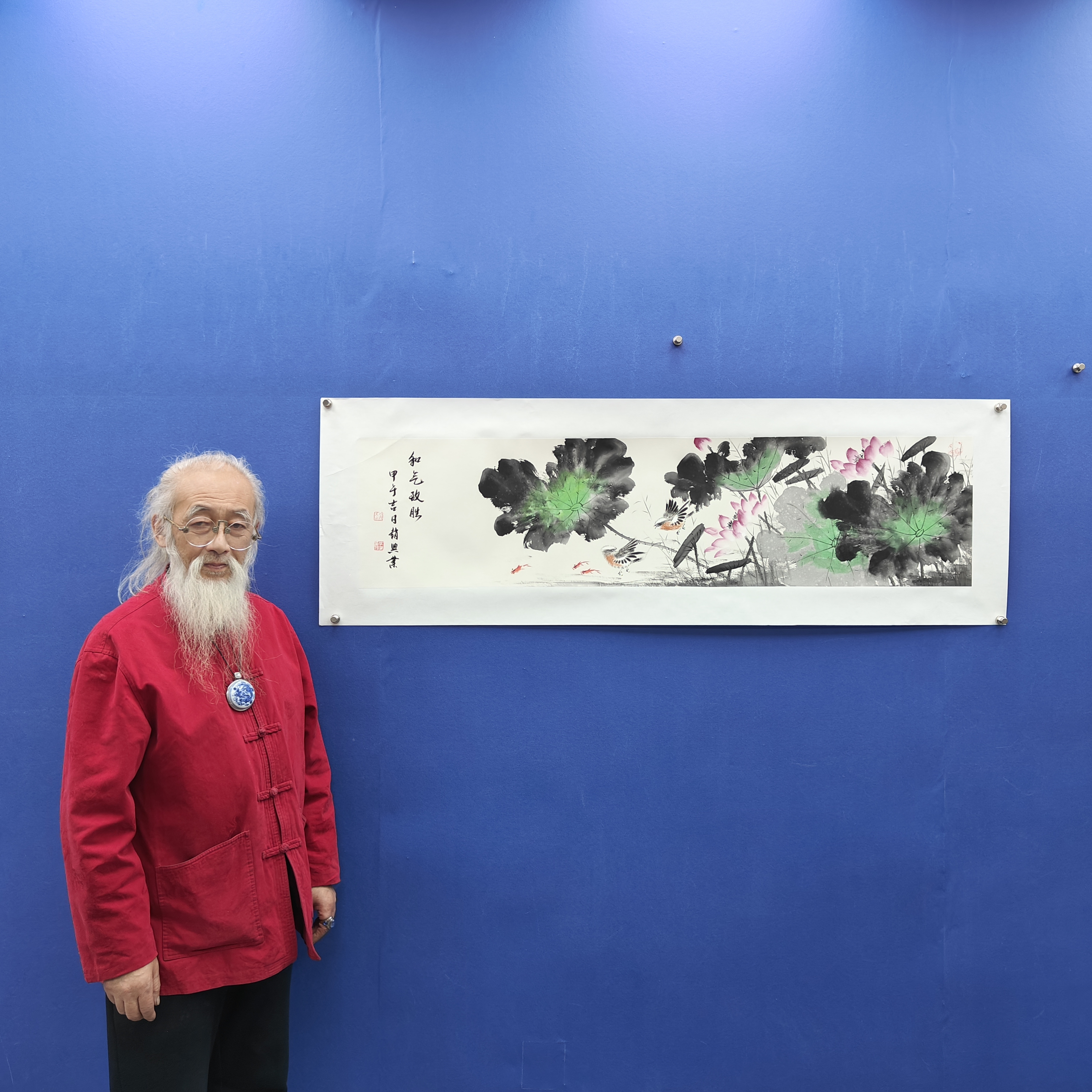 赵兴业《和气致祥》四尺对开 托裱  136*34cm -古墨堂3