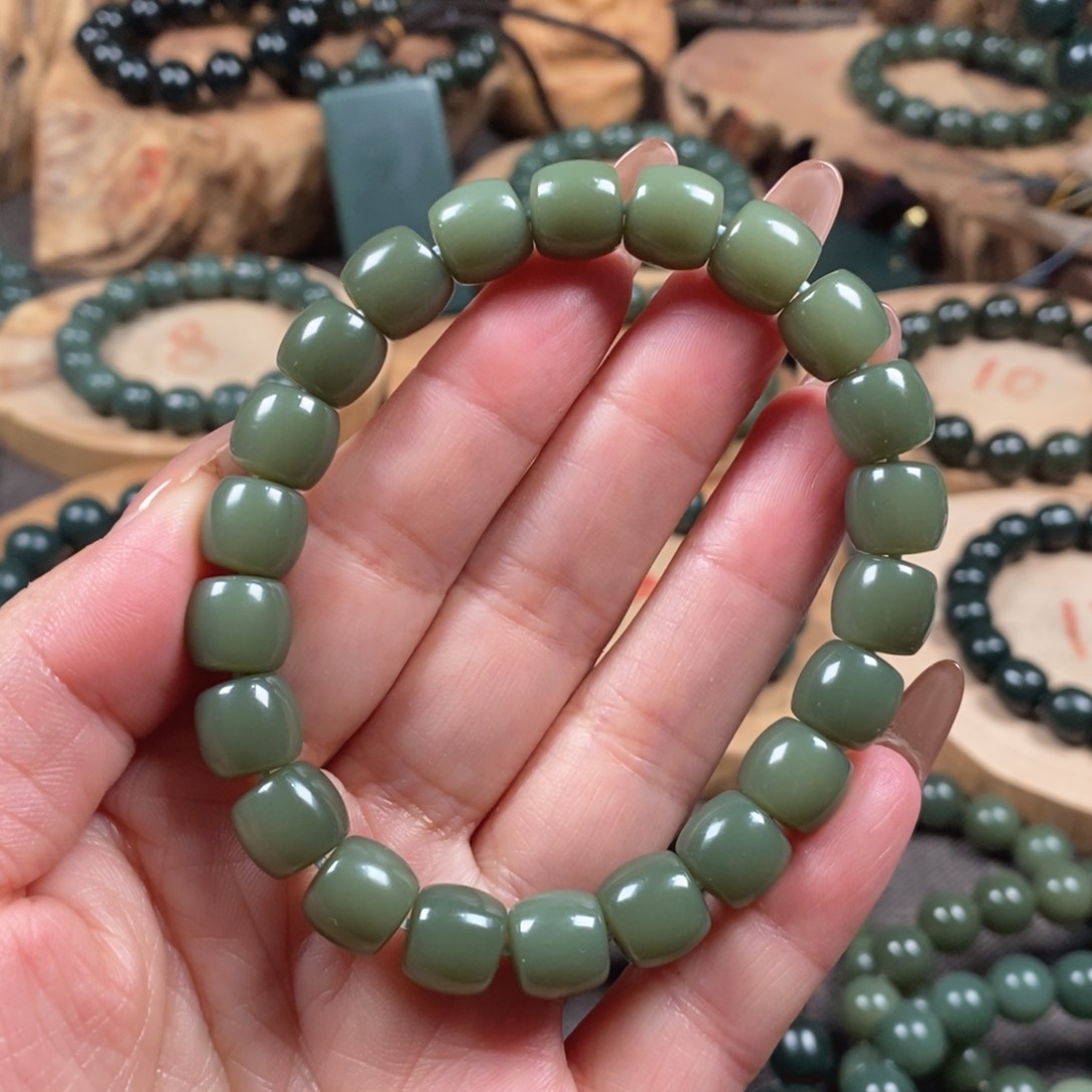 和田玉（青玉）手链未镶嵌