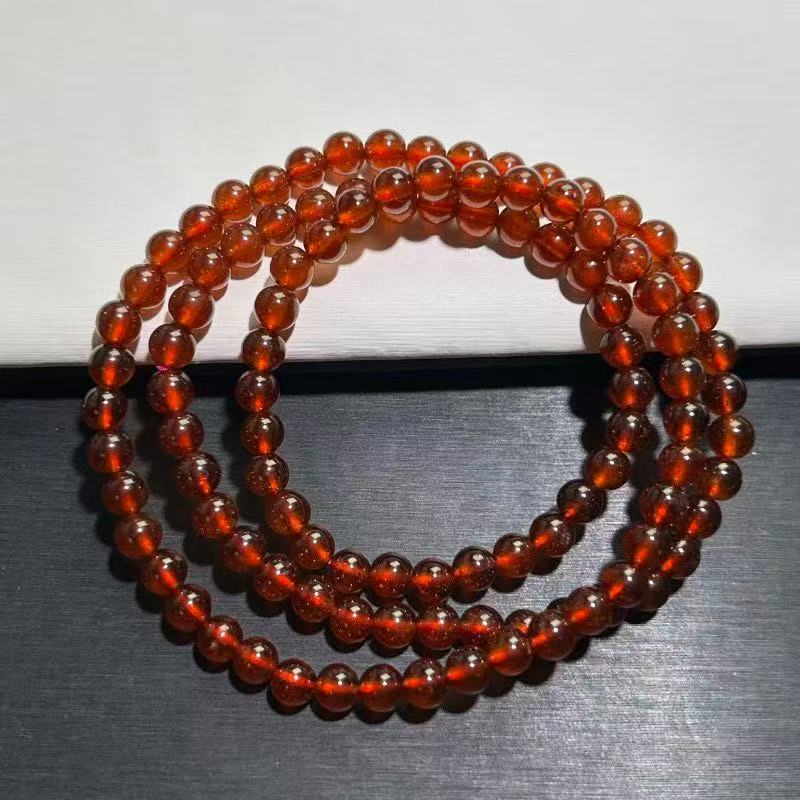 天然橙红石榴石三圈手串Y0200多样性发其一