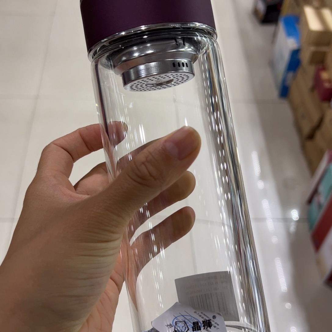 晶单层烫手玻璃杯510提环紫色