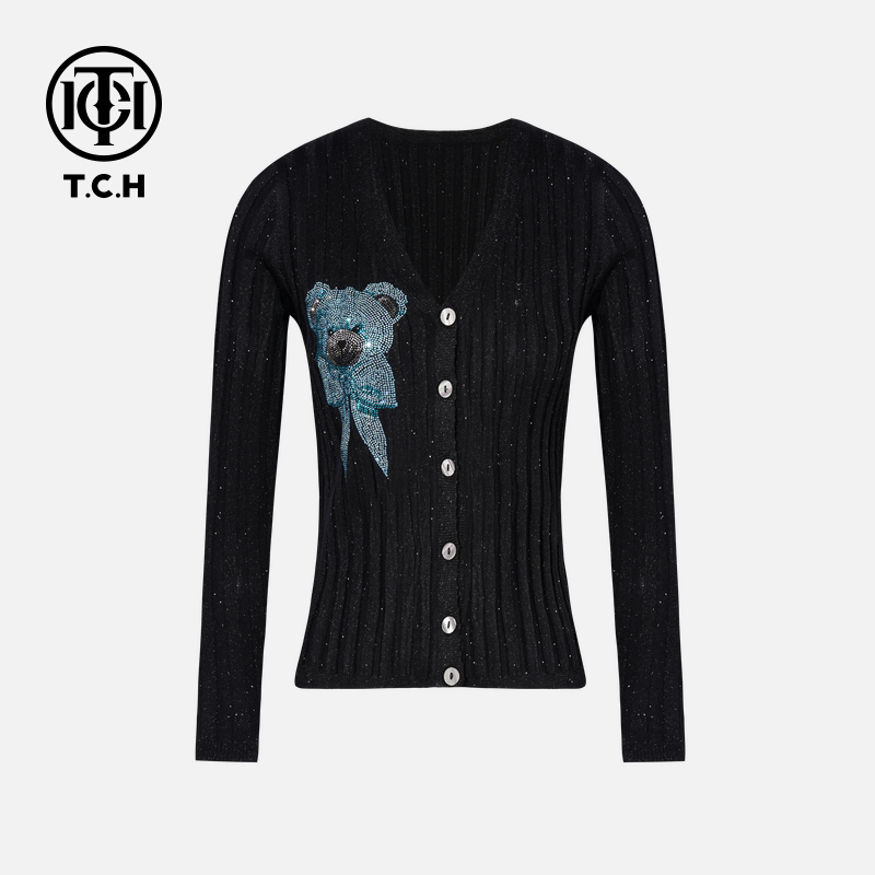 TCH私服烫钻工艺新时尚淑女百搭新潮流针织衫T75C43E1001轻奢tch