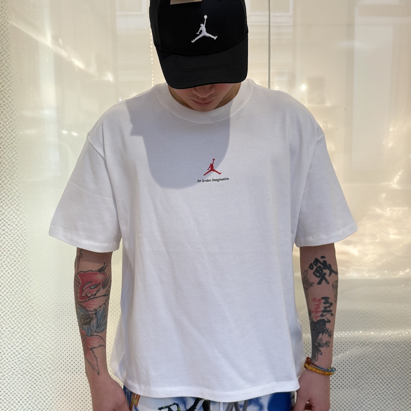 Nike/耐克官方正品Air Jordan BIKE男款白色宽松短T恤HQ1737-100