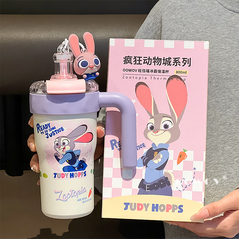 疯狂动物城朱迪保温水杯子女生日礼物高颜值夏日保冷冰霸杯大容量