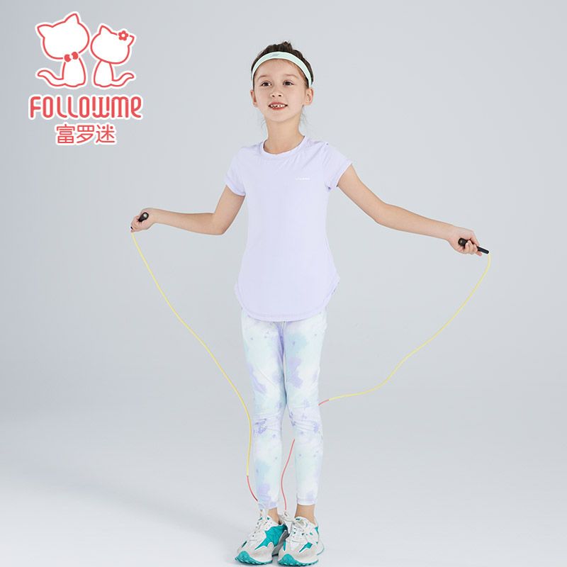 富罗迷女童速干套装夏季透气短袖亲肤紧身裤运动两件套F3B8502T