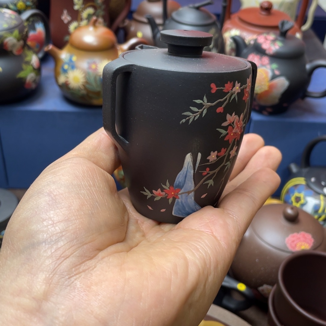 俩***妈红泥茶杯紫砂茶壶140cc