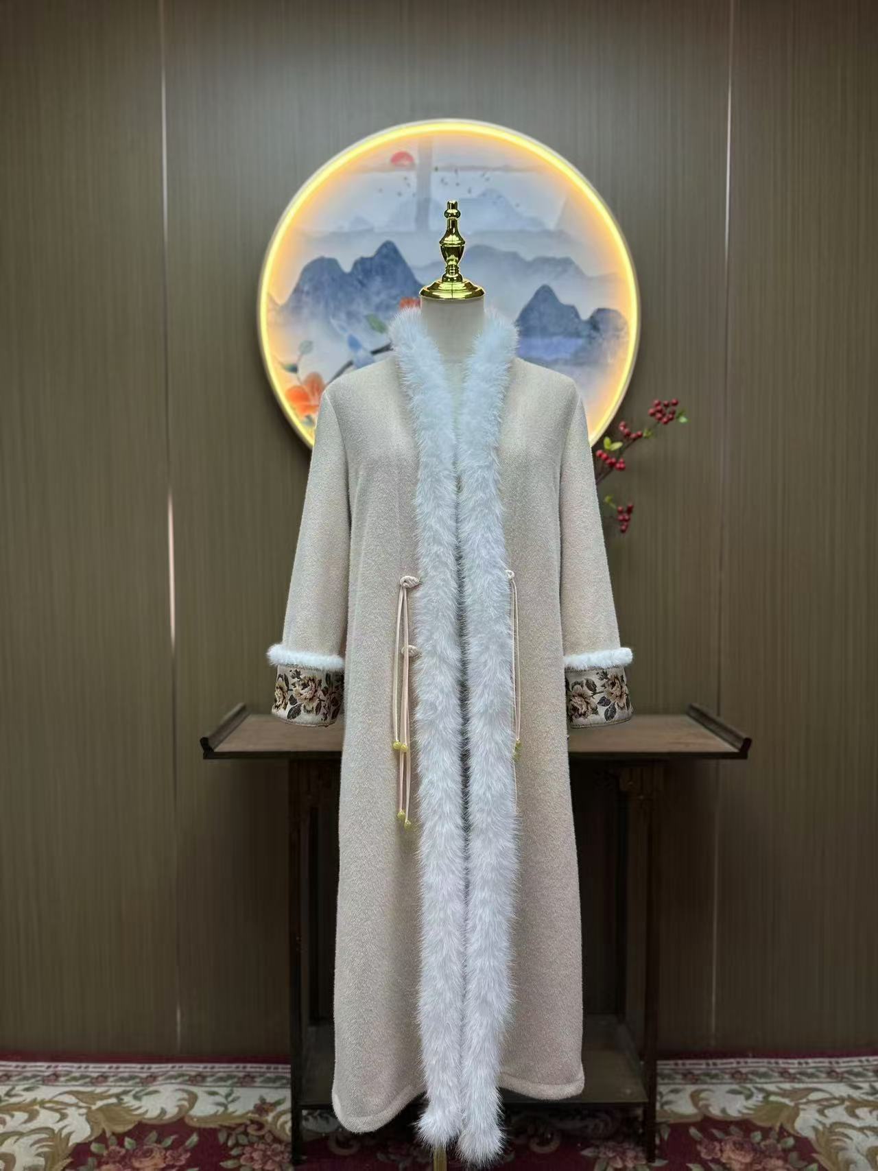 清晓 冬款手推绣日常气质文艺国风复古加绒加厚保暖外套