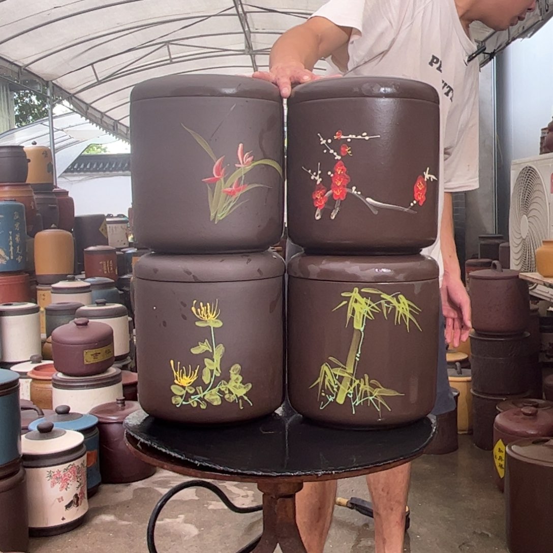 紫砂茶叶罐梅兰竹菊