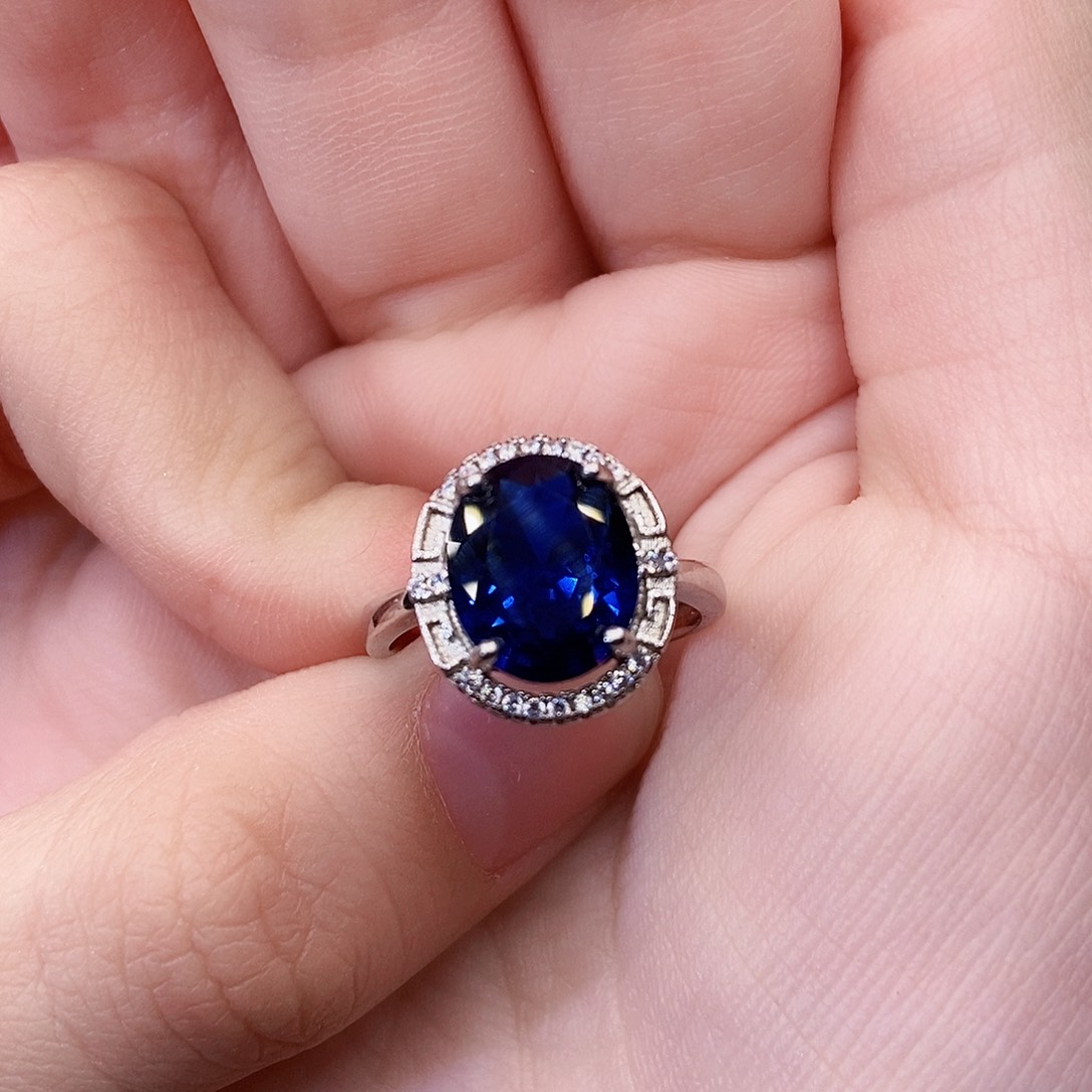 戒指银S925镶嵌蓝宝石