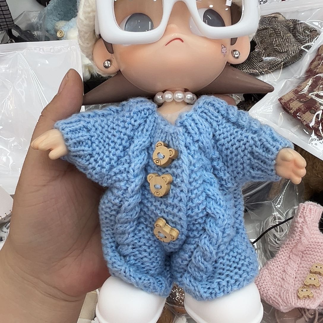 蓝色针织连体娃衣单件娃衣