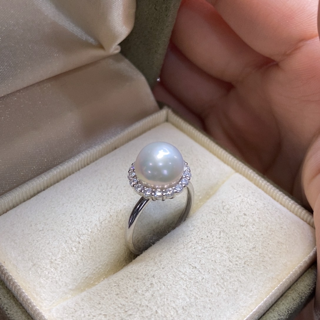 淡水珍珠戒指银S925镀金镶嵌