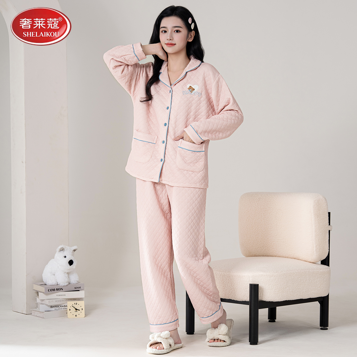 【保暖夹层空气棉】2025冬季翻领开衫睡衣可外穿58807