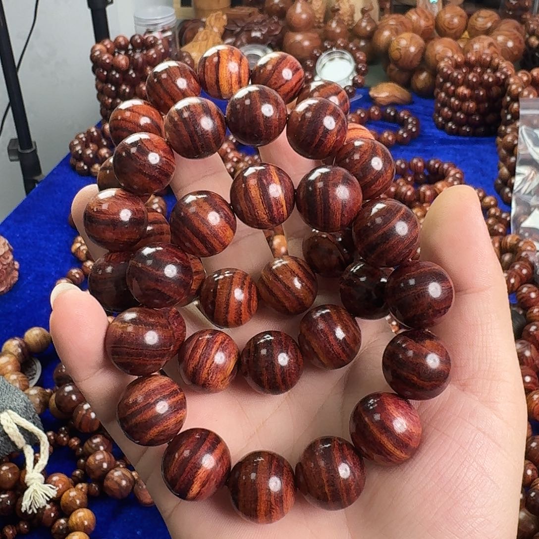 手串/手链黄花梨/降香黄檀臻品1.8规格满虎皮纹海黄手串